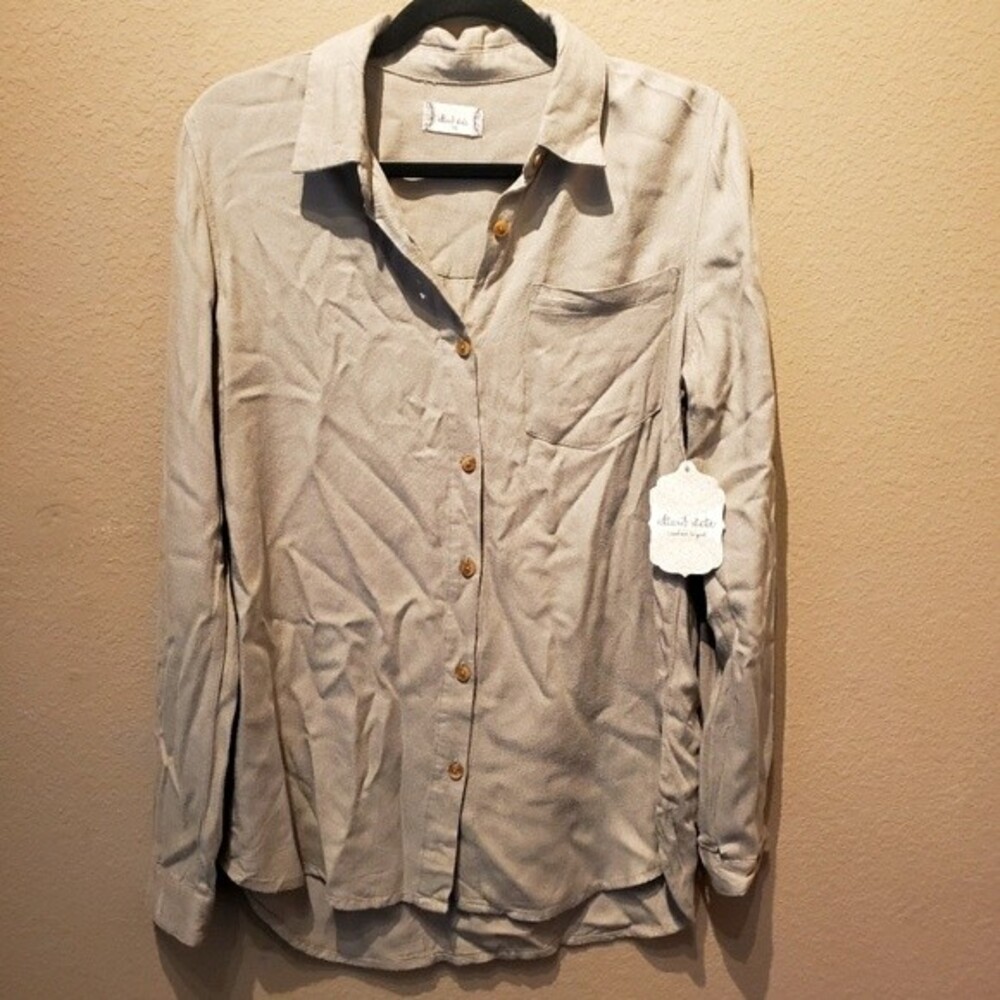 NWT Altar'd State Sage Green Button Down Flannel Top Size XS